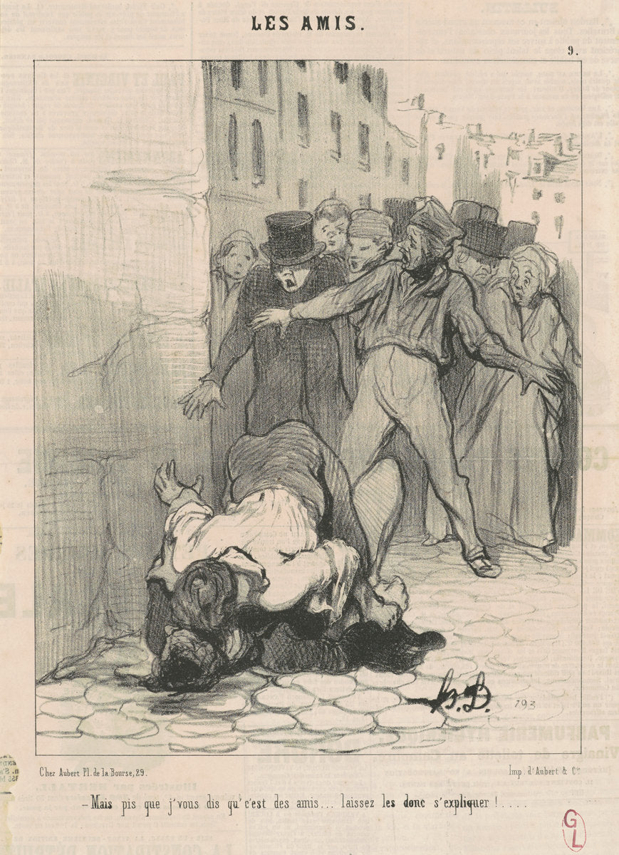Mais pis que j'vous dis qu'c'est des amis ... by Honoré Daumier (French, 1808 - 1879), 16X12"(A3)Poster Print