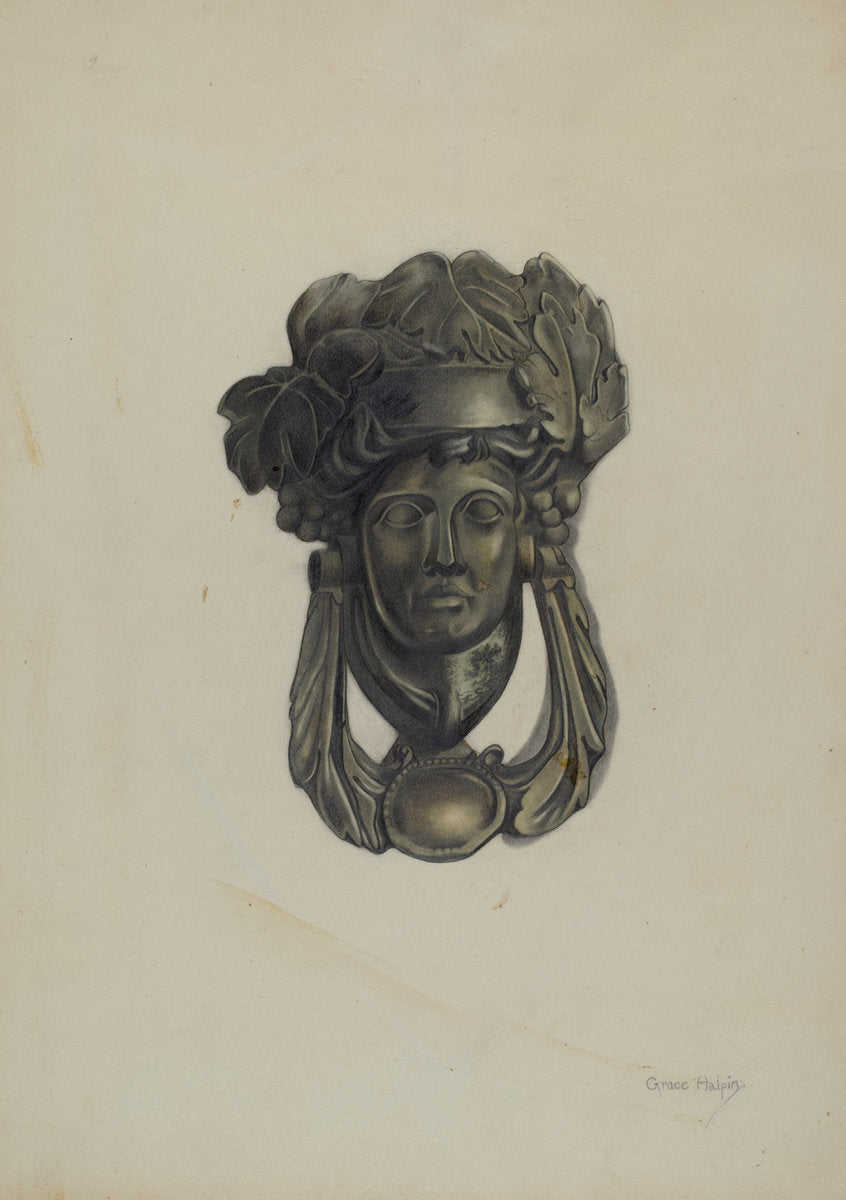 Door Knocker by Grace Halpin (American, active c. 1935), 16X12"(A3)Poster Print