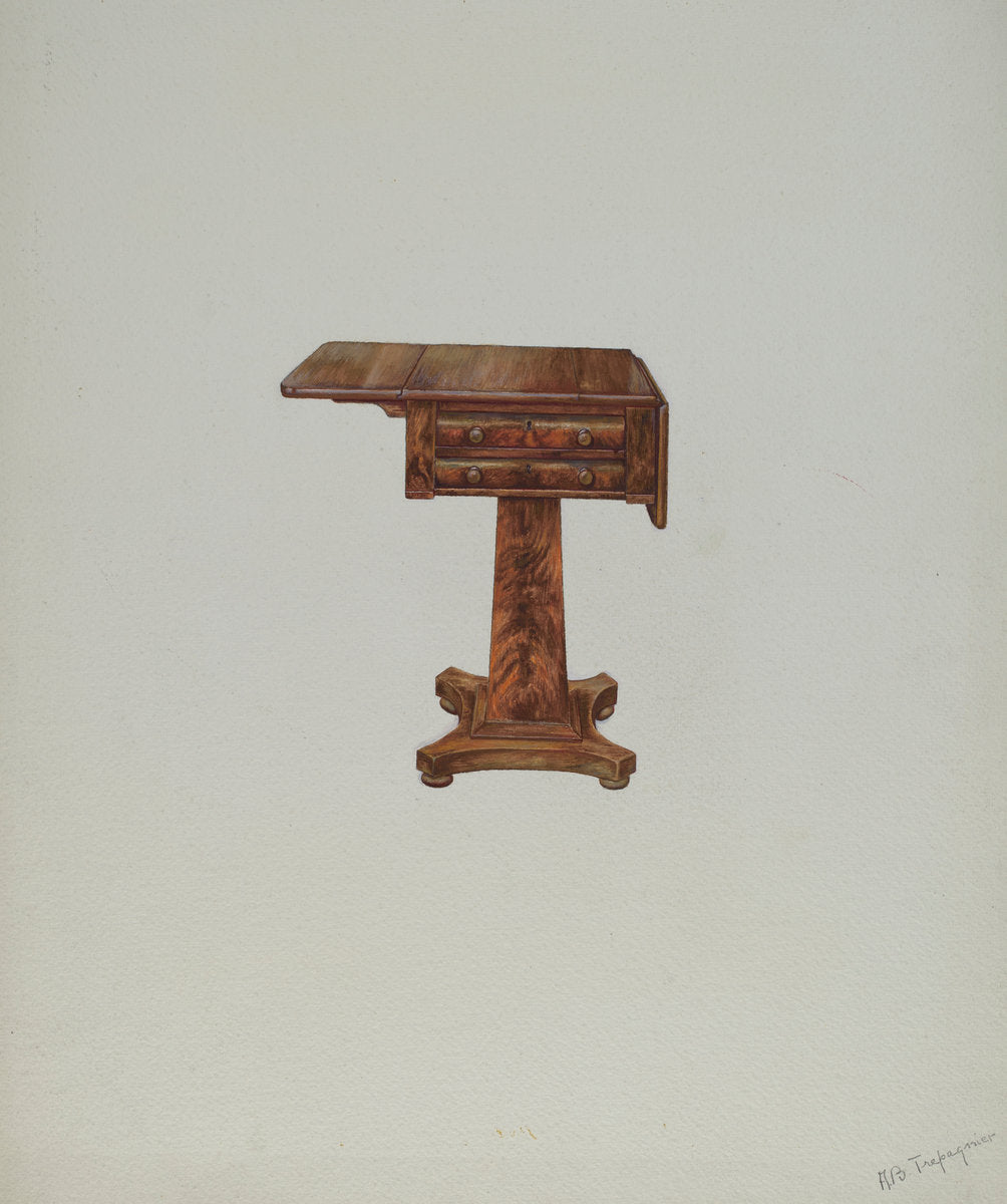 Mahogany Sewing Table by Anne B. Trepagnier (American, active c. 1935), 16X12"(A3)Poster Print