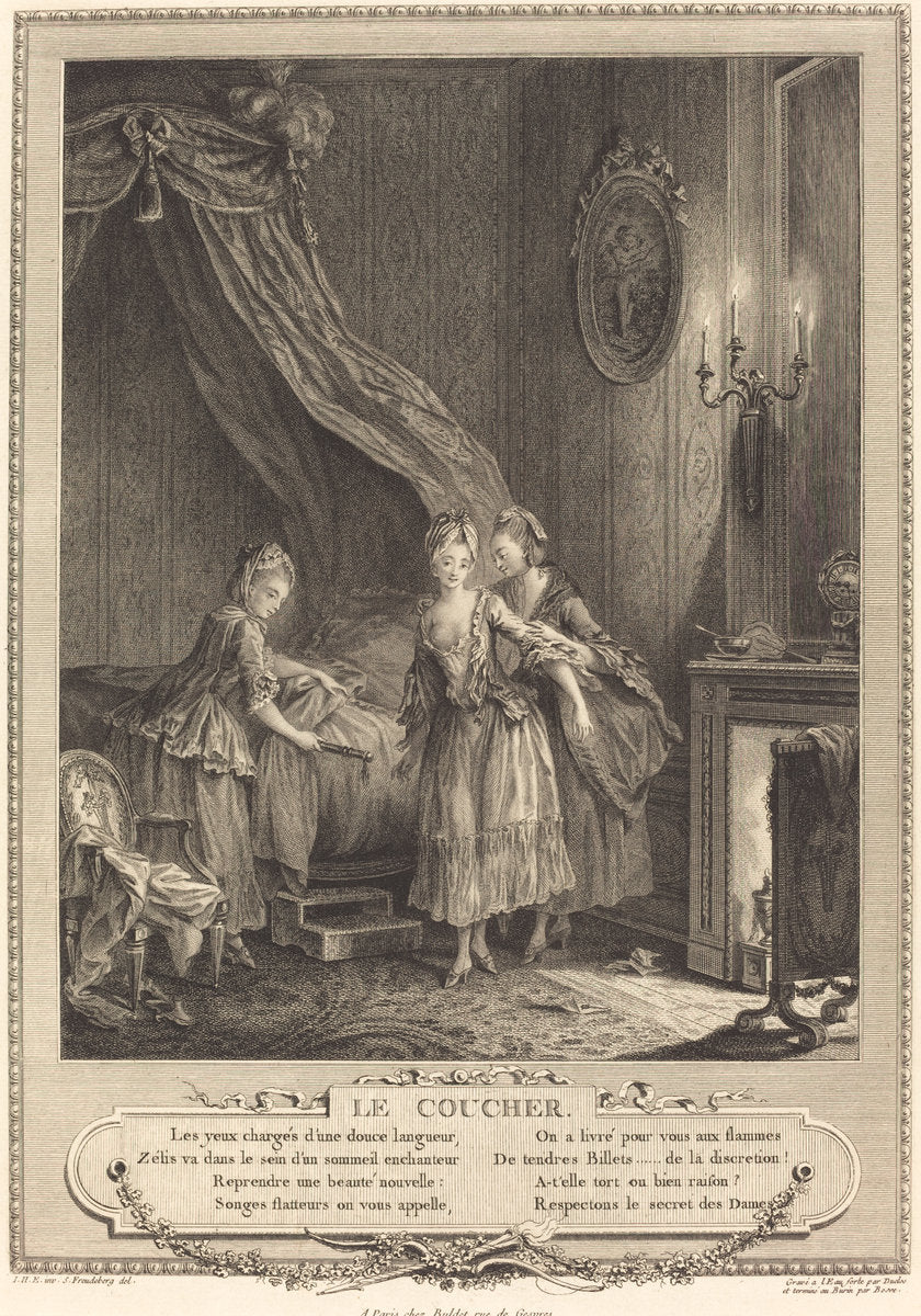 Le coucher by Louis Bosse after Sigmund Freudenberger (French, active c. 1770), 16X12"(A3)Poster Print