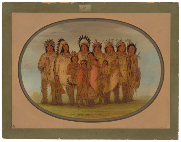 Ojibbeway Indians in Paris by George Catlin (American, 1796 - 1872), 16X12