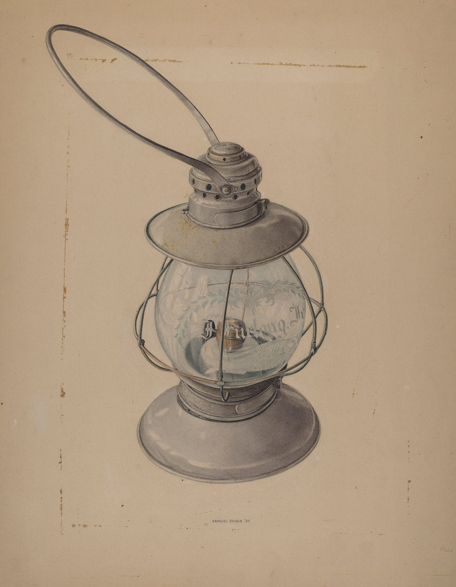 Kerosene Lantern by Samuel Faigin (American, active c. 1935), 16X12"(A3)Poster Print