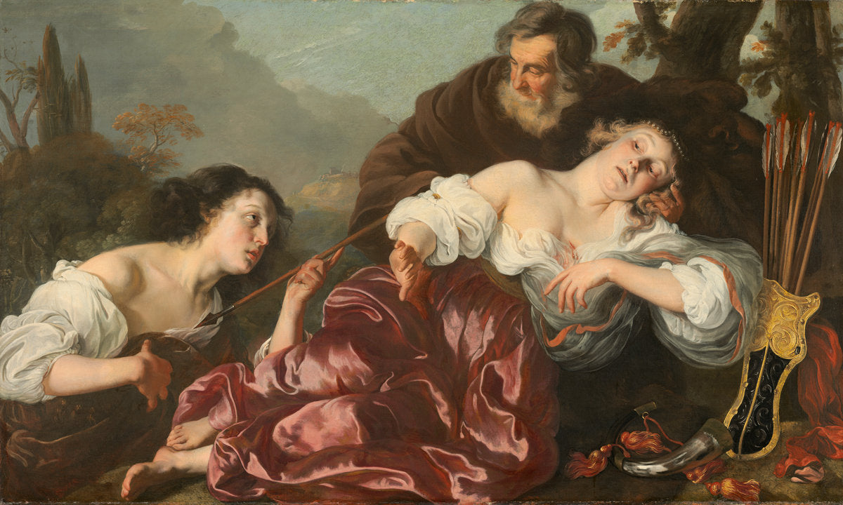 Silvio with the Wounded Dorinda by Louis Vallée (Dutch, died 1653), 16X12"(A3)Poster Print