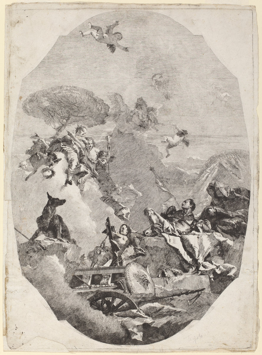 The Triumph of Mars by Lorenzo Baldissera Tiepolo after Giovanni Battista Tiepolo (Italian, 1736 - 1776), 16X12"(A3)Poster Print