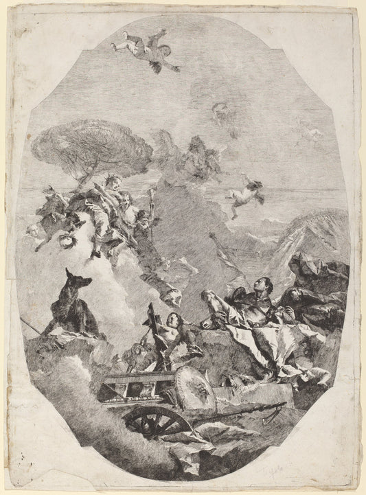The Triumph of Mars by Lorenzo Baldissera Tiepolo after Giovanni Battista Tiepolo (Italian, 1736 - 1776), 16X12"(A3)Poster Print