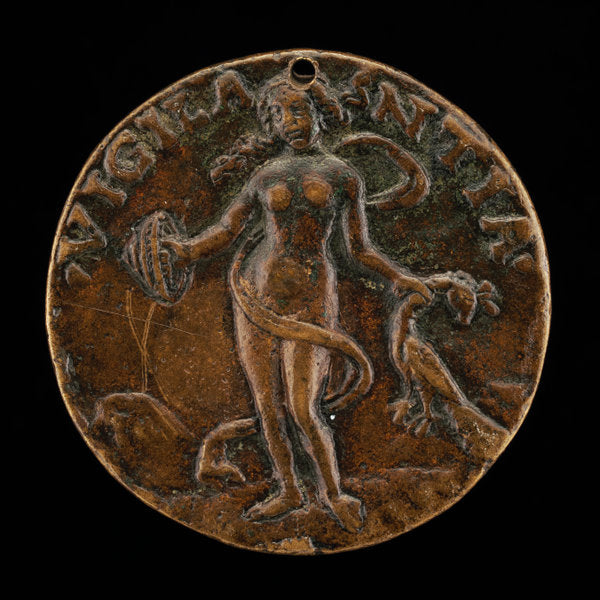 c. 1495 by Style of Niccolò Fiorentino (Figure Holding a Shield and Peacock [reverse]), 16X12"(A3)Poster Print