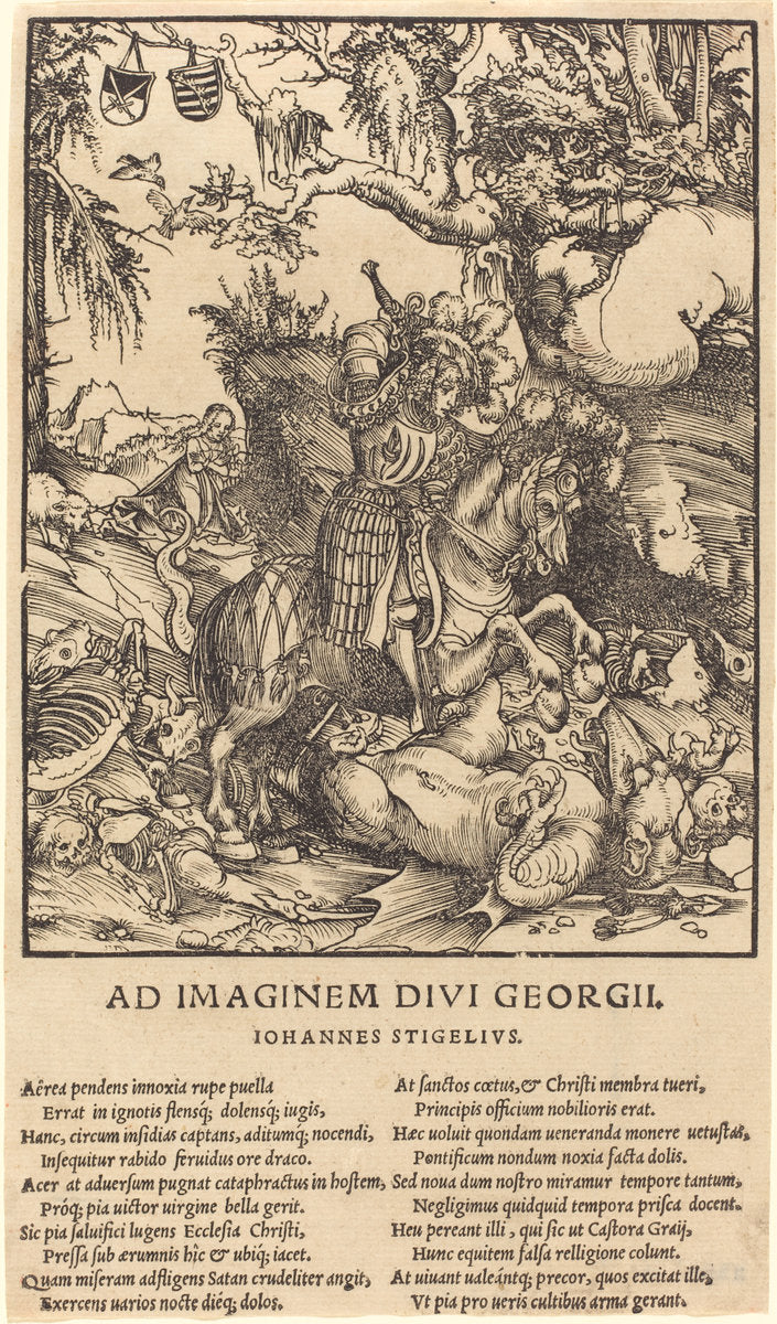 Saint George and the Dragon by Lucas Cranach the Elder (German, 1472 - 1553), 16X12"(A3)Poster Print