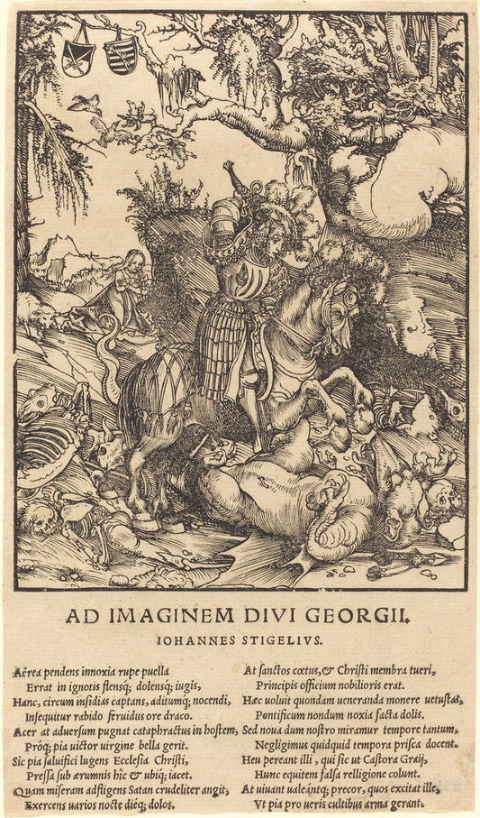 Saint George and the Dragon by Lucas Cranach the Elder (German, 1472 - 1553), 16X12"(A3)Poster Print