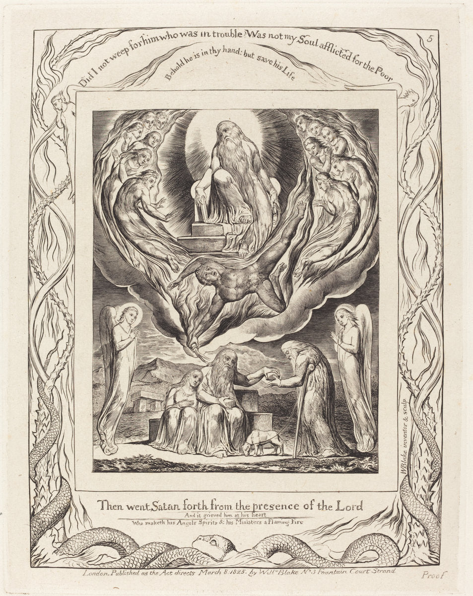 Satan Going Forth from the Presence of the Lord by William Blake (British, 1757 - 1827), 16X12"(A3)Poster Print