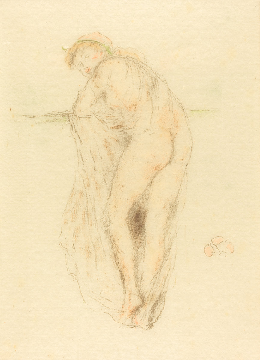 Nude Model, Back View by James McNeill Whistler (American, 1834 - 1903), 16X12"(A3)Poster Print