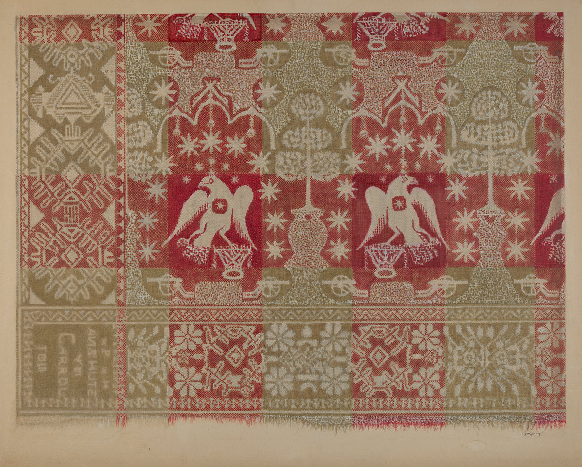 Commemorative Coverlet by John Wilkes (American, active c. 1935), 16X12"(A3)Poster Print