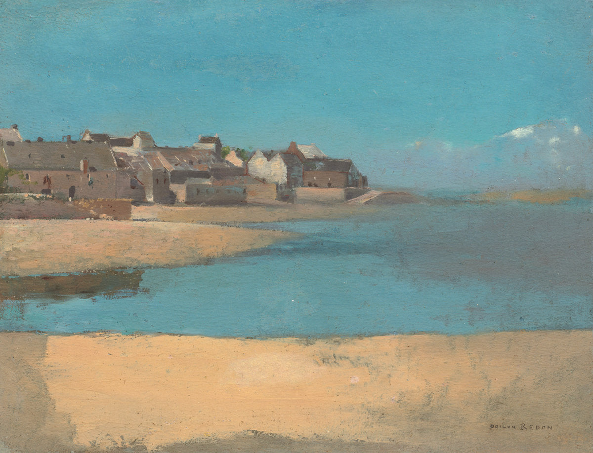 Village by the Sea in Brittany by Odilon Redon (French, 1840 - 1916), 16X12"(A3)Poster Print