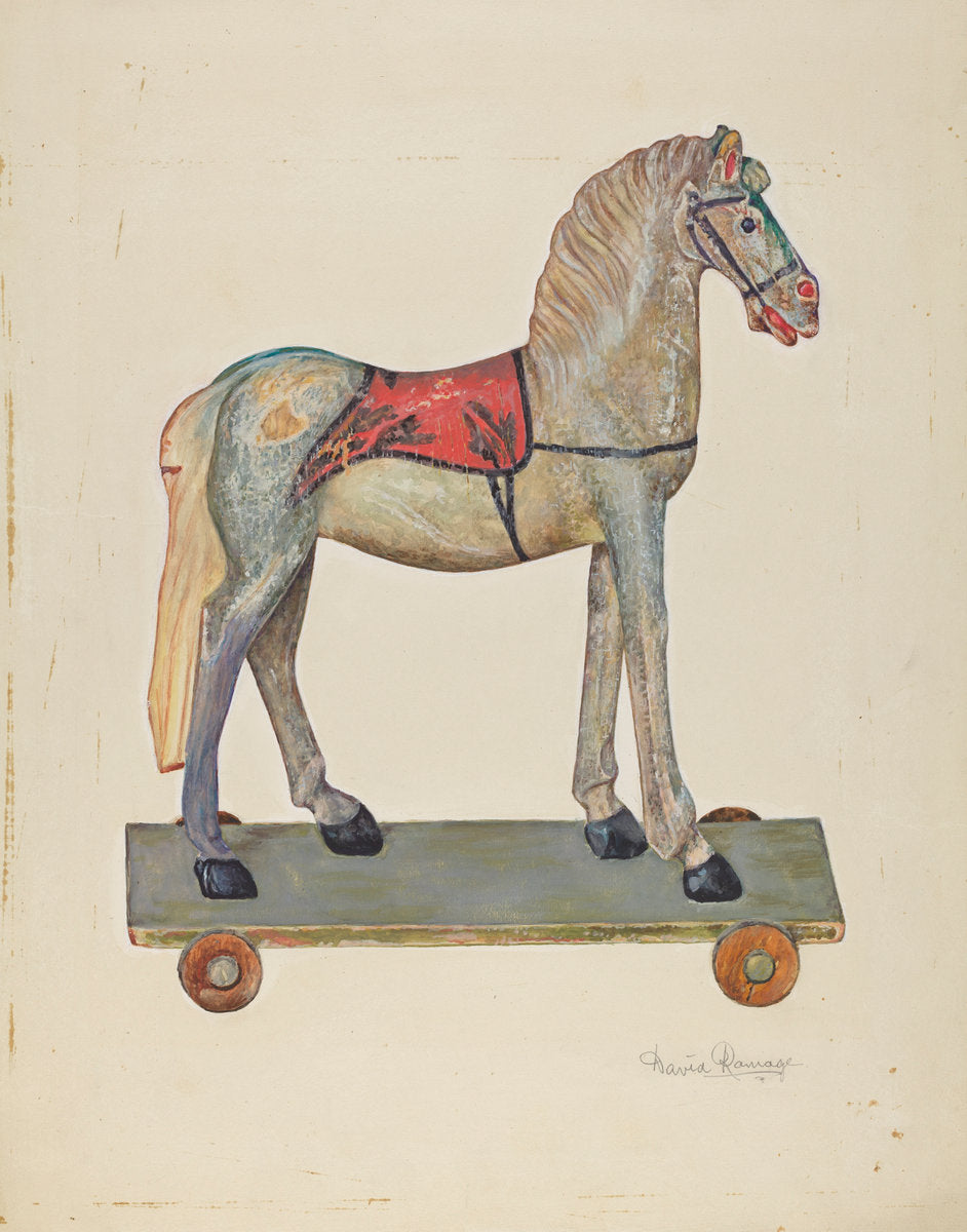 Toy Wooden Horse by David Ramage (American, active c. 1935), 16X12"(A3)Poster Print