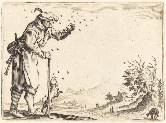Peasant Attacked by Bees by Jacques Callot (French, 1592 - 1635), 16X12"(A3)Poster Print