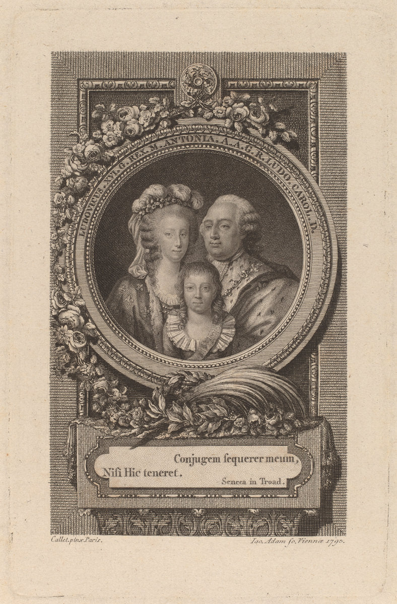 Louis XVI, Marie-Antoinette, and Louis-Charles by Jacob Adam after Antoine-François Callet (Austrian, 1748 - 1811), 16X12"(A3)Poster Print