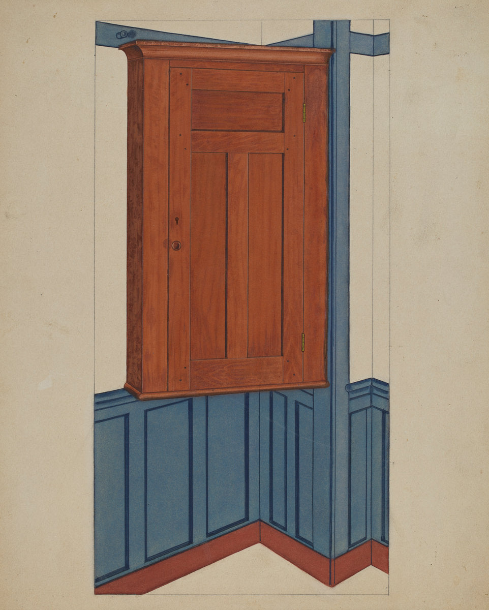 Shaker Small Corner Cupboard by Lon Cronk (American, active c. 1935), 16X12"(A3)Poster Print