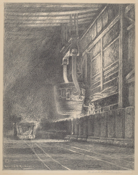 Pouring Steel In Moulds by Roderick D. MacKenzie (American, 1865 - 1941), 16X12"(A3)Poster Print