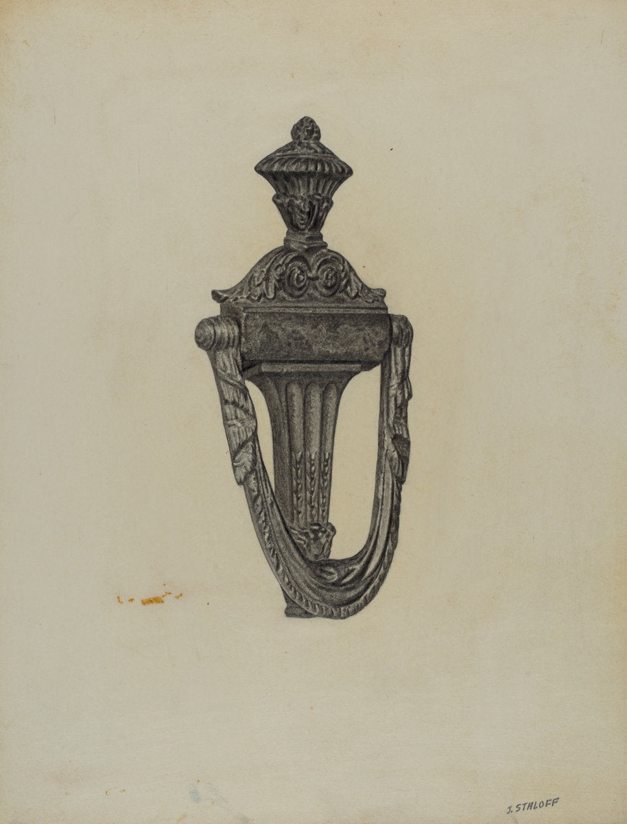 Door Knocker by Jack Staloff (American, active c. 1935), 16X12"(A3)Poster Print