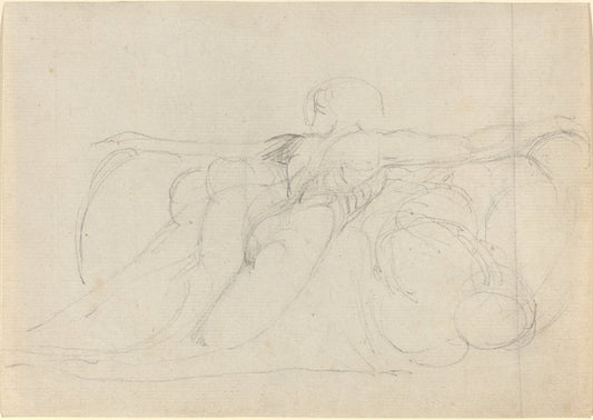 A Man Seen from Behind, Rising on Clouds by William Blake (British, 1757 - 1827), 16X12"(A3)Poster Print