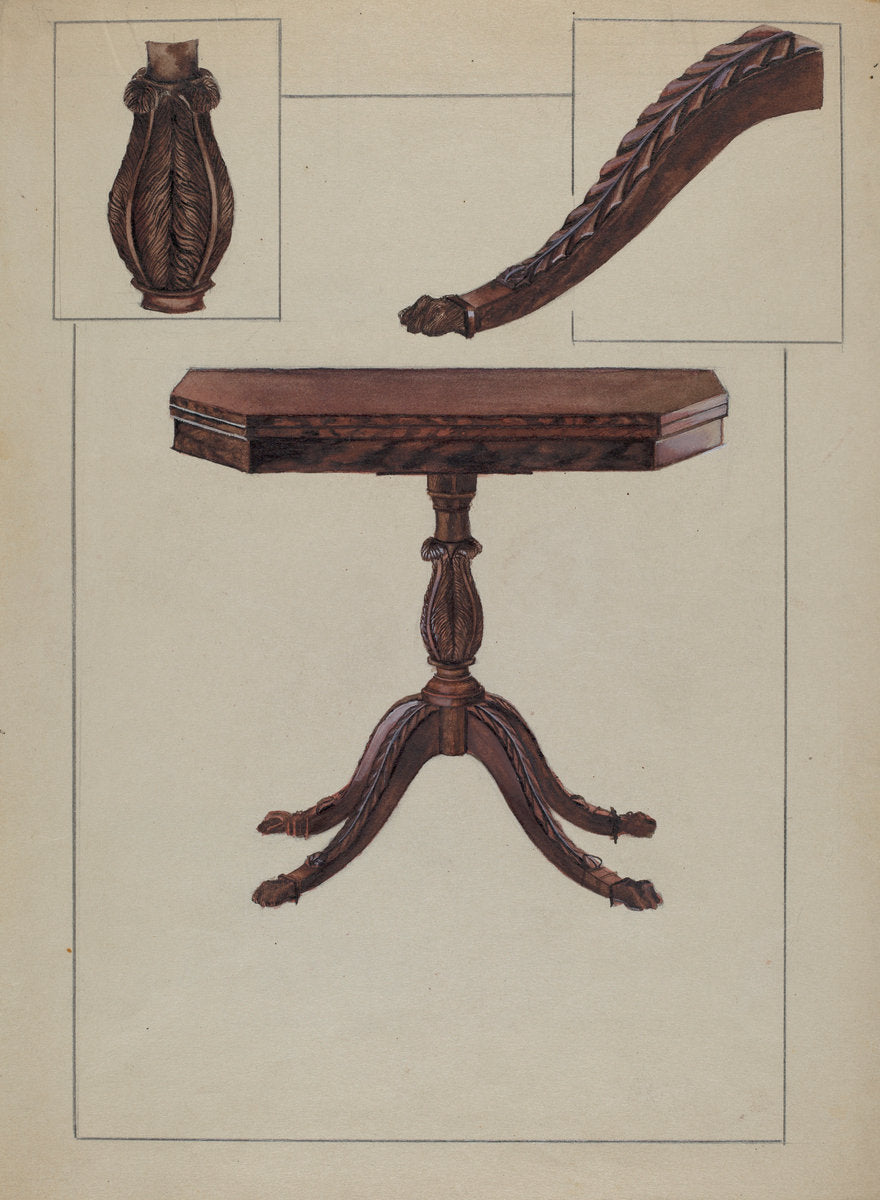 Card Table by Bessie Forman (American, active c. 1935), 16X12"(A3)Poster Print