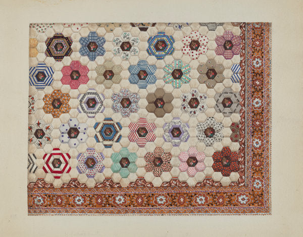 Patchwork Quilt by Irene Schaefer (American, active c. 1935), 16X12"(A3)Poster Print