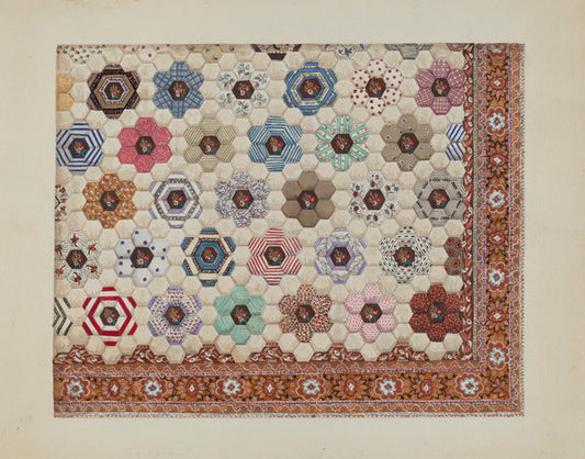 Patchwork Quilt by Irene Schaefer (American, active c. 1935), 16X12"(A3)Poster Print