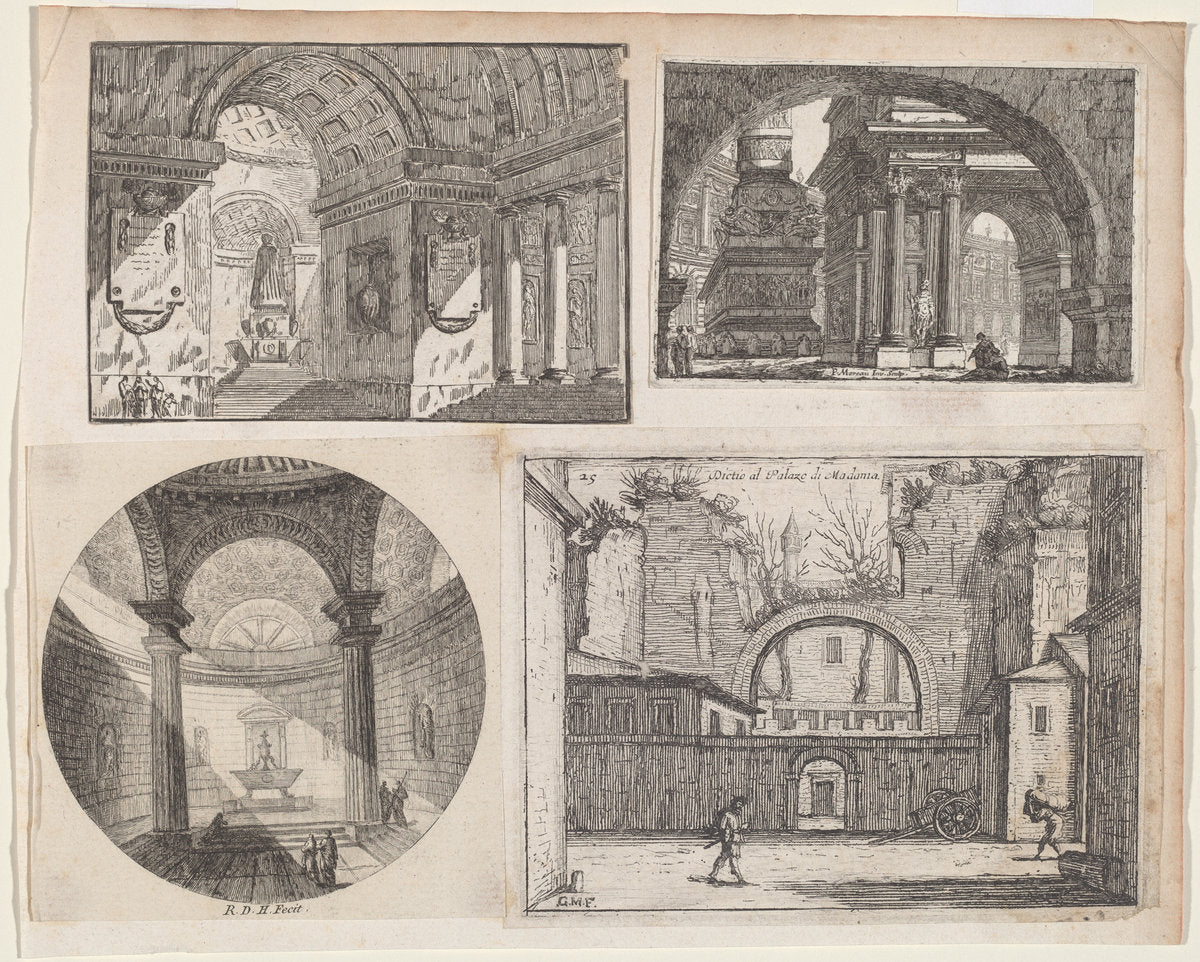 Porch before a Circular Temple by Pierre Moreau (French, died 1762), 16X12"(A3)Poster Print