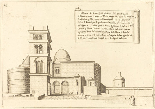 Elevation of a Church by Jacques Callot (French, 1592 - 1635), 16X12"(A3)Poster Print