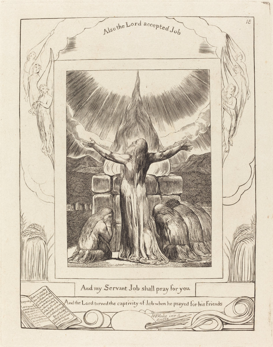 Job's Sacrifice by William Blake (British, 1757 - 1827), 16X12"(A3)Poster Print