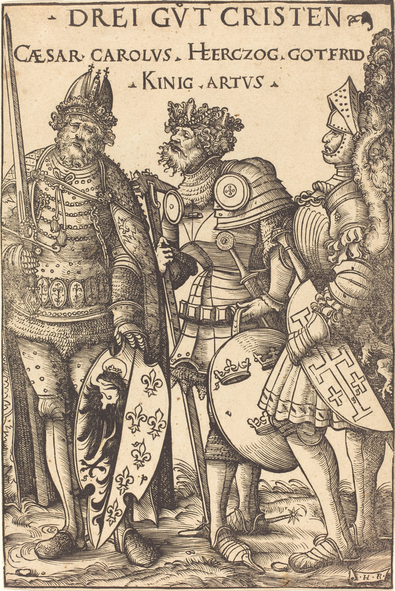 Charlemagne, Arthur and Godfrey by Hans Burgkmair I (German, 1473 - 1531), 16X12"(A3)Poster Print