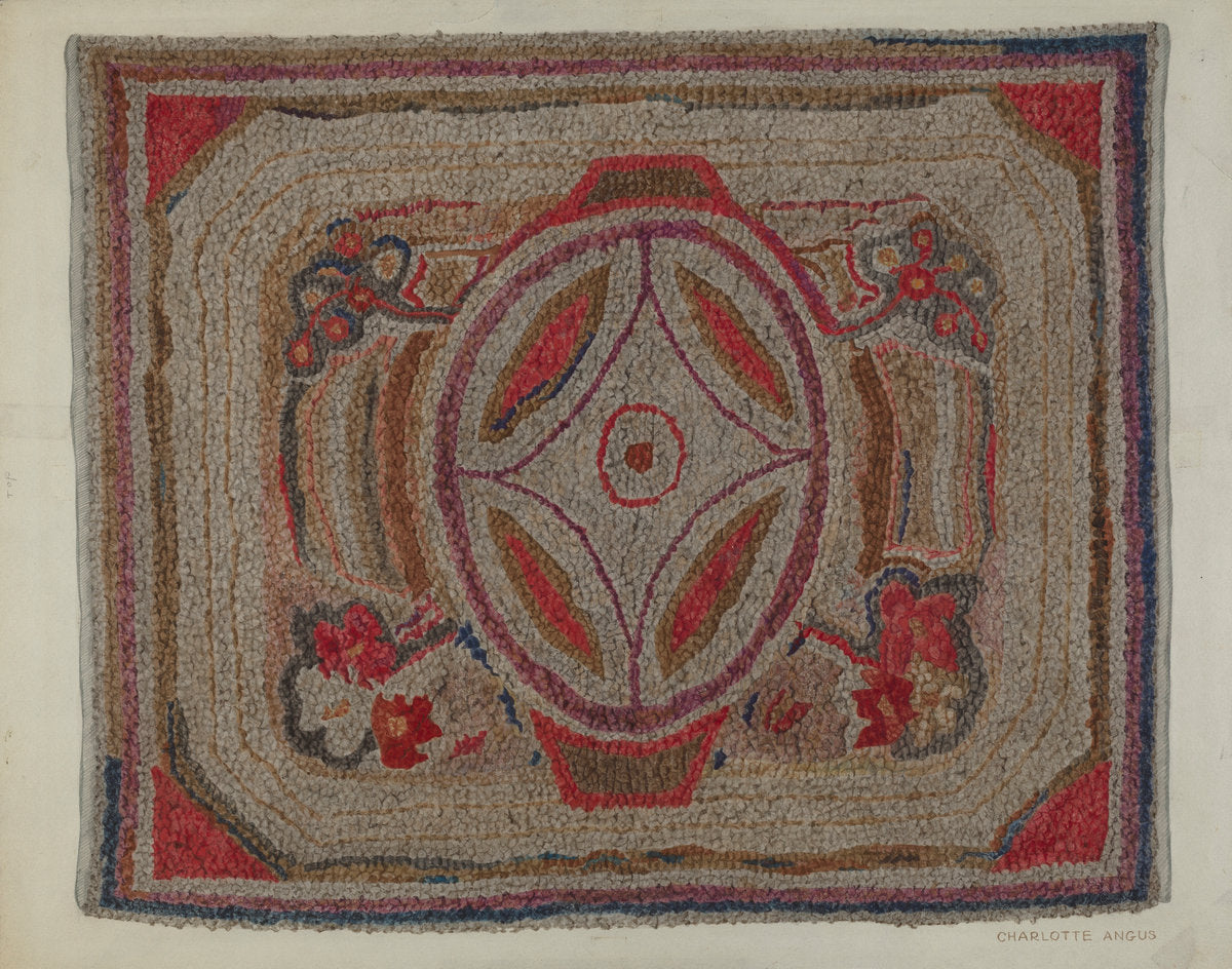 Hooked Rug (Cotton) by Charlotte Angus (American, 1911 - 1989), 16X12"(A3)Poster Print