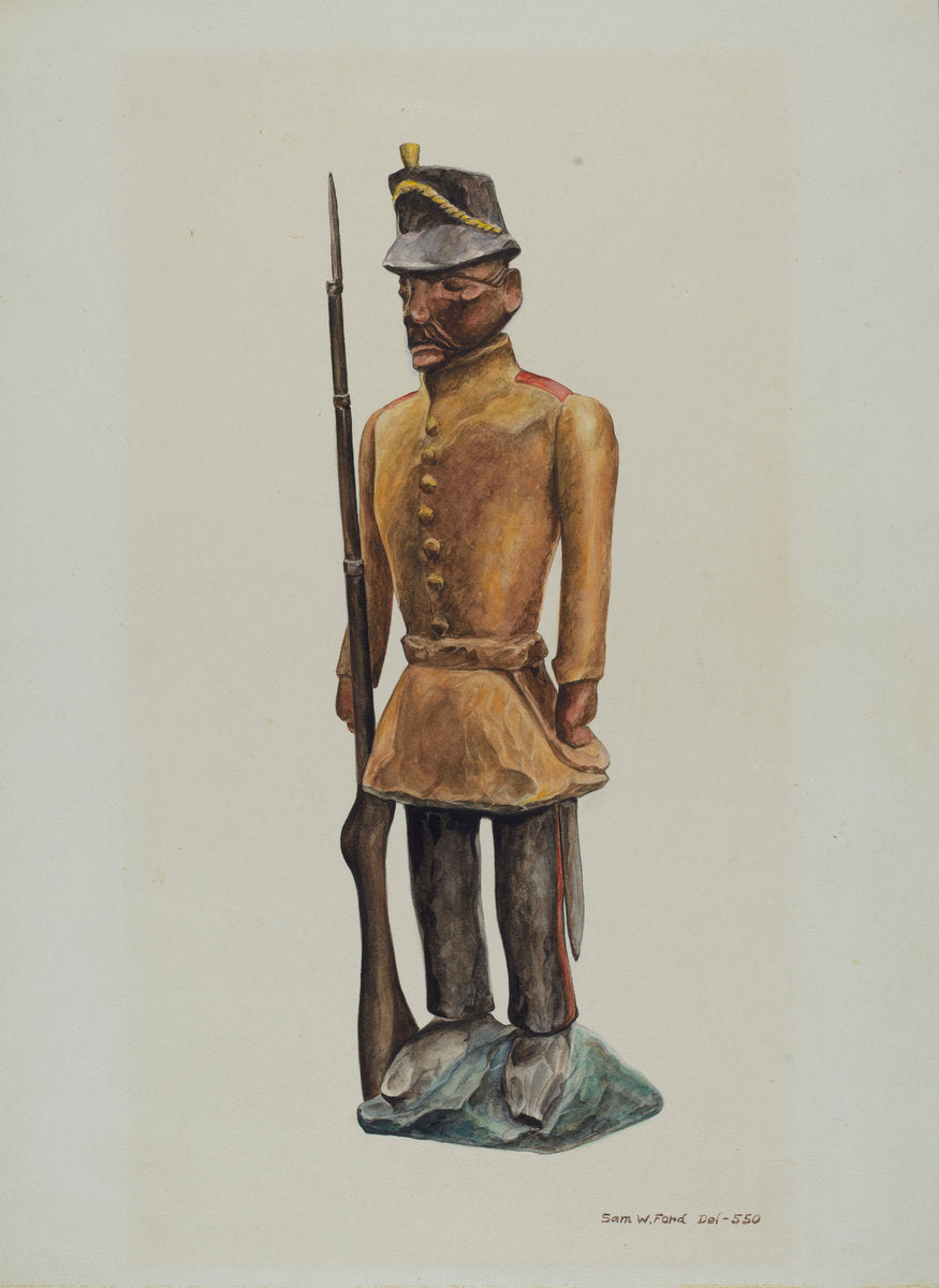 Carved Soldier by Samuel W. Ford (American, active c. 1935), 16X12"(A3)Poster Print