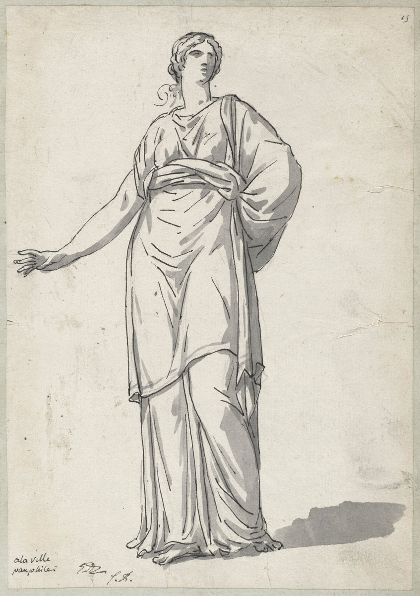 Woman from the Villa Pamphili by Jacques-Louis David (French, 1748 - 1825), 16X12"(A3)Poster Print