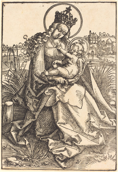Madonna and Child on the Grassy Bank by Hans Baldung Grien (German, 1484/1485 - 1545), 16X12"(A3)Poster Print