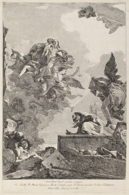 The Madonna del Carmelo Appearing to Saint Simon Stock by Giovanni Domenico Tiepolo after Giovanni Battista Tiepolo (Italian, 1727 - 1804), 16X12"(A3)Poster Print