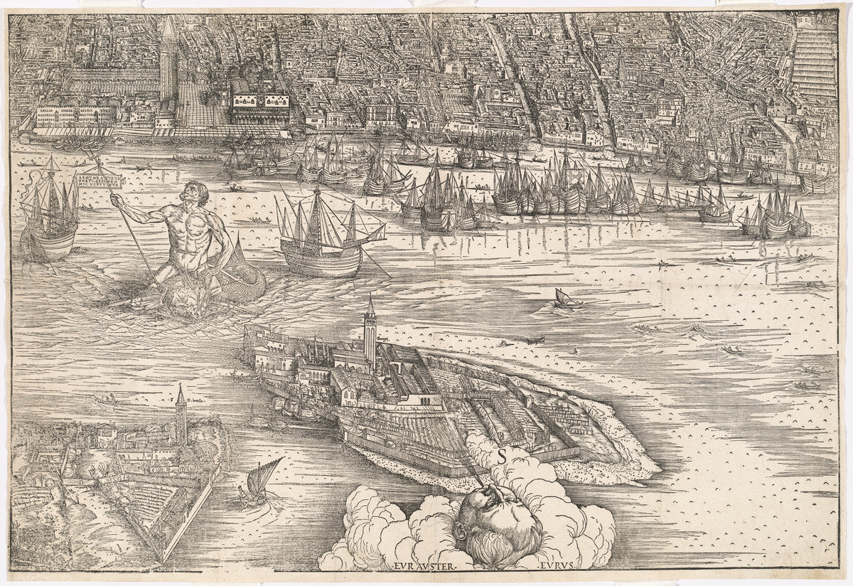 View of Venice [lower center block] by Jacopo de' Barbari (Venetian, c. 1460/1470 - 1516 or before), 16X12"(A3)Poster Print