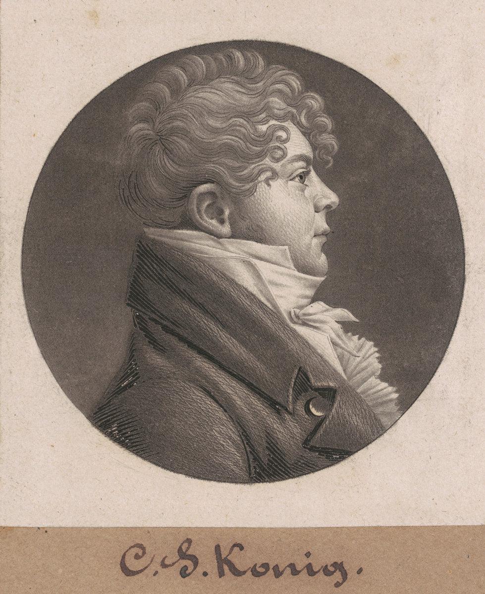 Christian Simon Konig by Charles B. J. Févret de Saint-Mémin (French, 1770 - 1852), 16X12"(A3)Poster Print