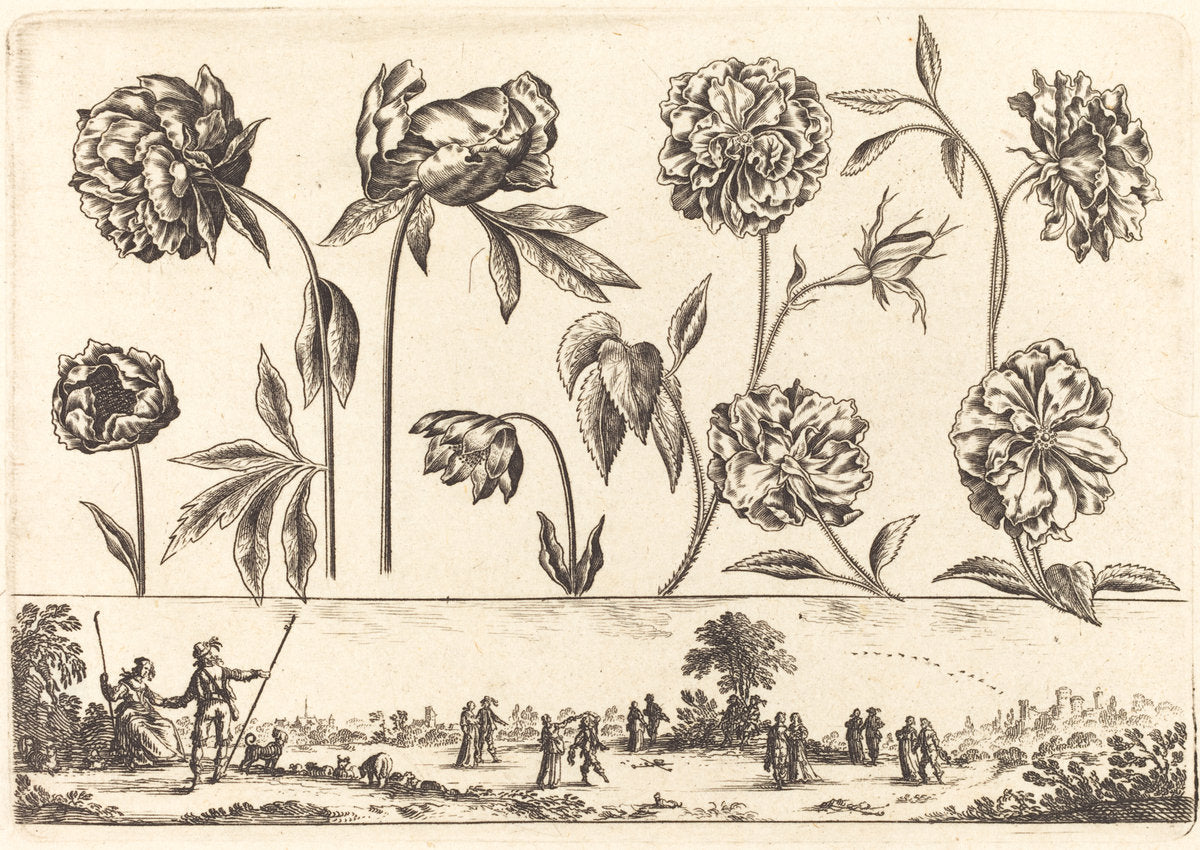 Flower Print no.7 by Nicolas Cochin after Balthasar Moncornet (French, 1610 - 1686), 16X12"(A3)Poster Print