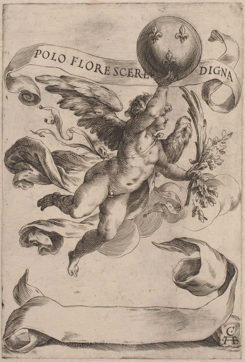 Genius with the Medici Coat-of-Arms by Cherubino Alberti (Italian, 1553 - 1615), 16X12"(A3)Poster Print