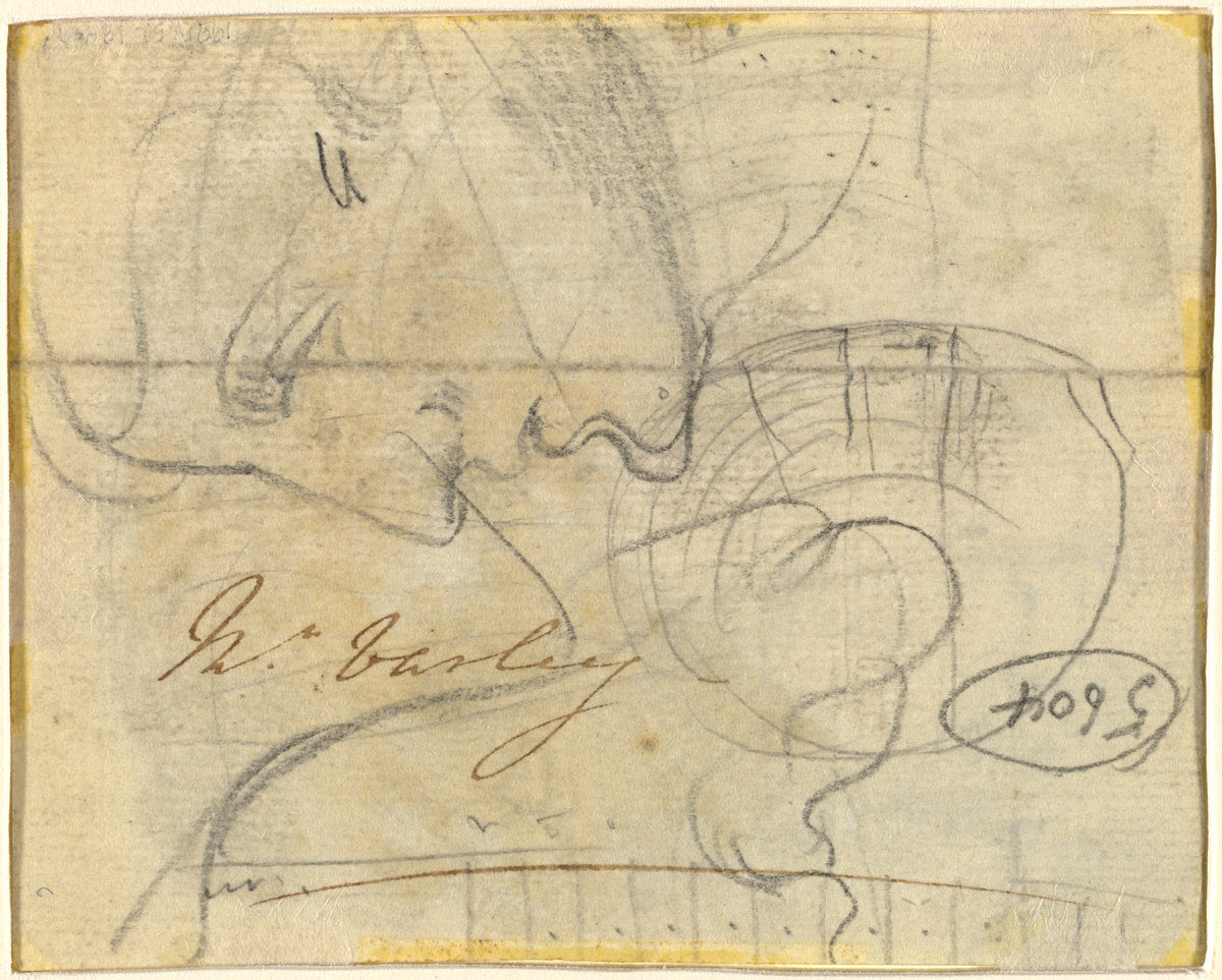 Study of a Head in Profile [verso] by John Varley (British, 1778 - 1842), 16X12"(A3)Poster Print