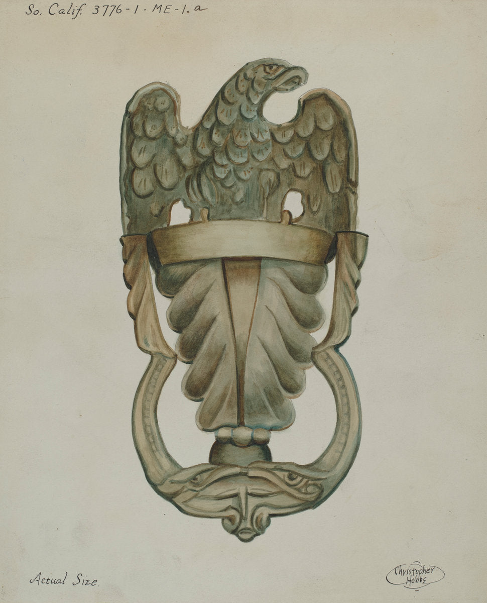 Door Knocker by Christopher Hobbs (American, active c. 1935), 16X12"(A3)Poster Print