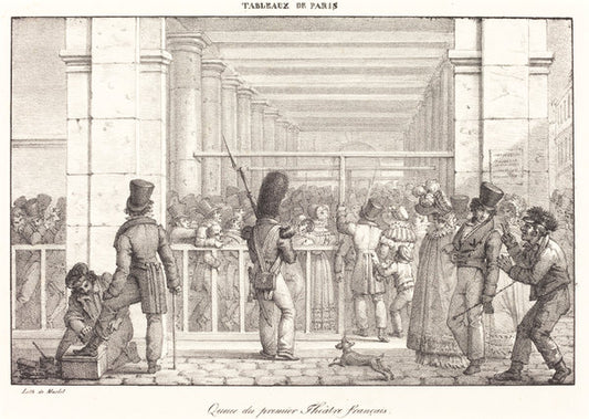 Queue du premier Theâtre français by Jean Henri Marlet (French, 1770 - 1847), 16X12"(A3)Poster Print