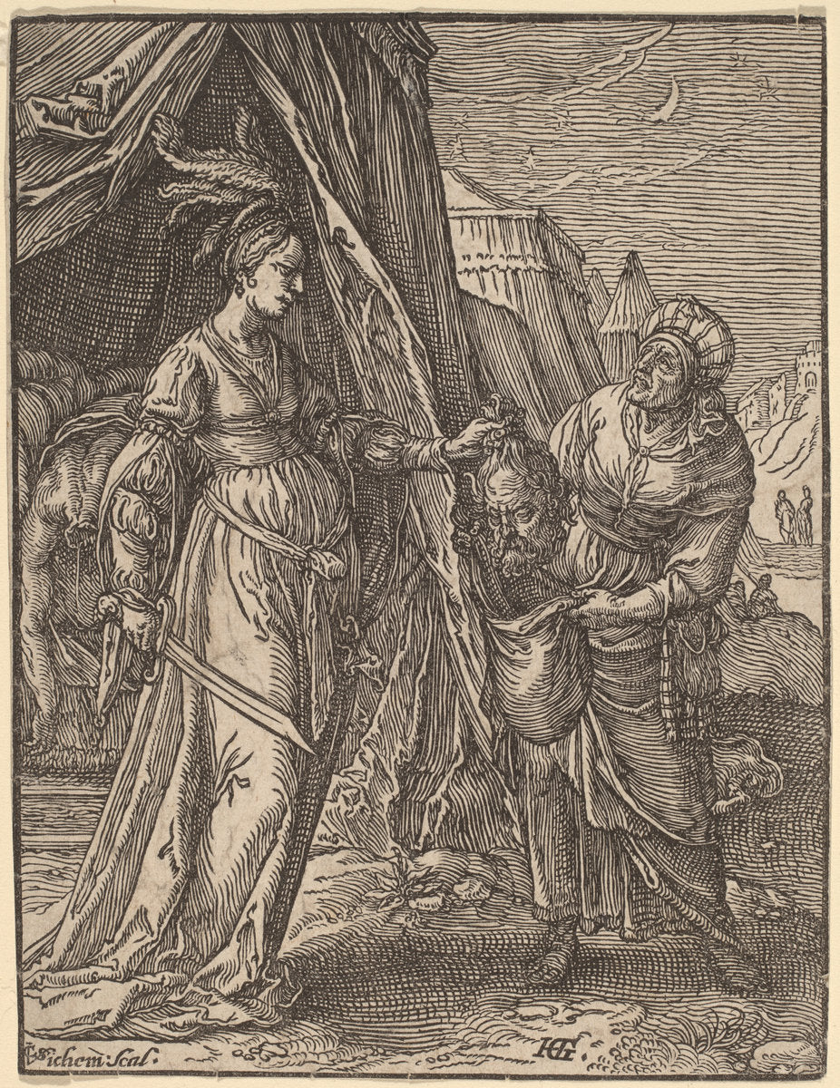 Judith with the Head of Holofernes by Christoffel van Sichem I, after Hendrik Goltzius (Dutch, c. 1546 - 1624), 16X12"(A3)Poster Print