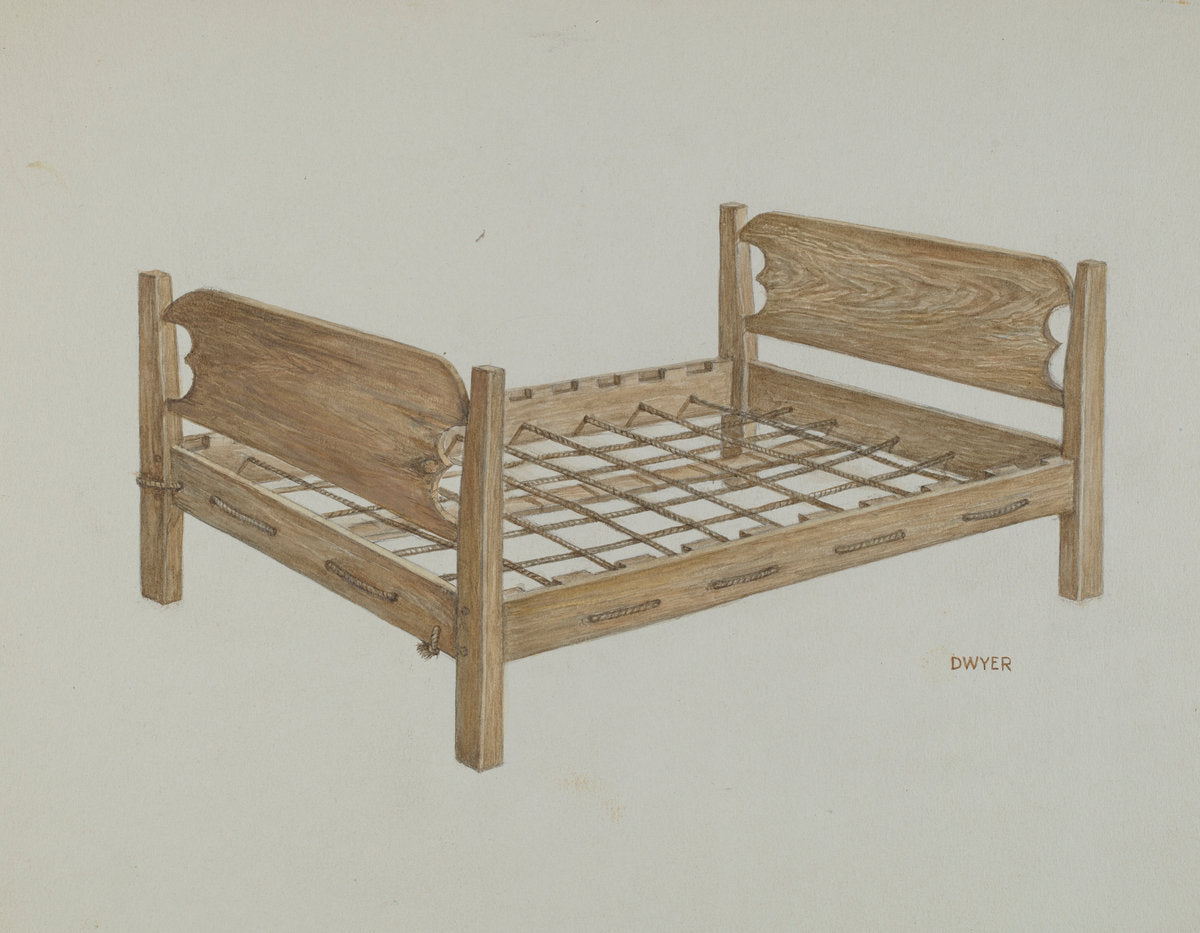 Three-quarter Bed by Grace Dwyer (American, active c. 1935), 16X12"(A3)Poster Print