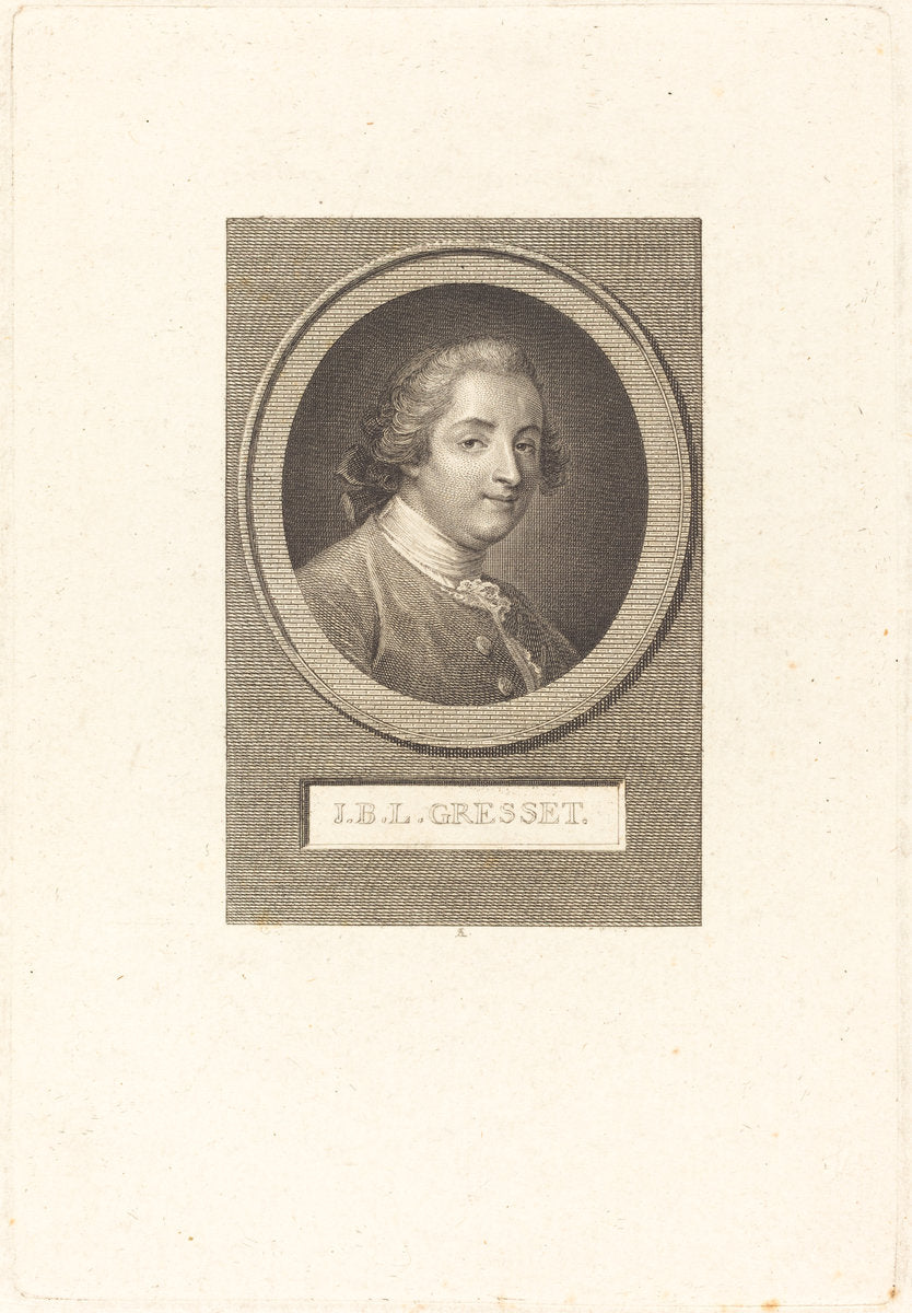 Jean-Baptiste-Louis Gresset by Augustin de Saint-Aubin (French, 1736 - 1807), 16X12"(A3)Poster Print