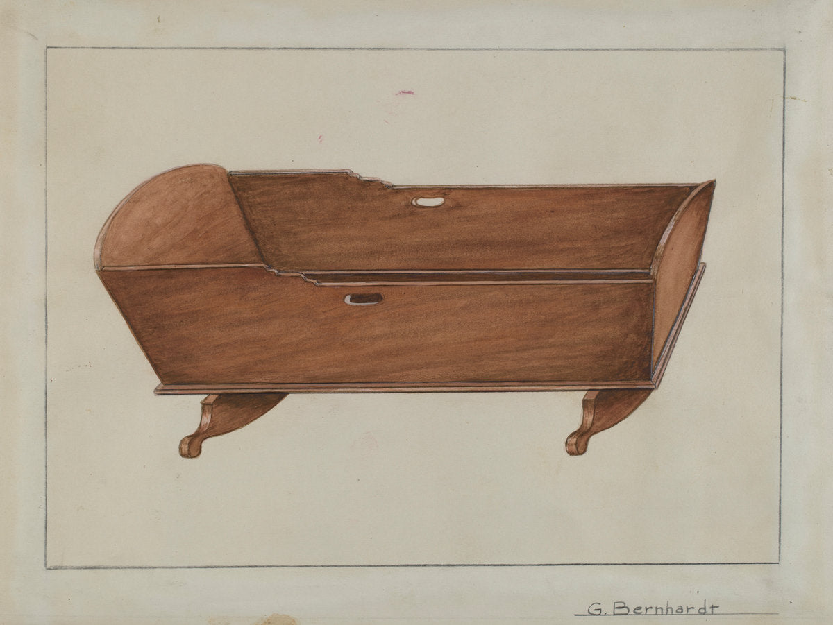 Child's Cradle by Gerald Bernhardt (American, active c. 1935), 16X12"(A3)Poster Print