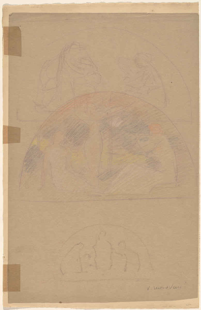 Studies for a Lunette [recto] by Charles Sprague Pearce (American, 1851 - 1914), 16X12"(A3)Poster Print
