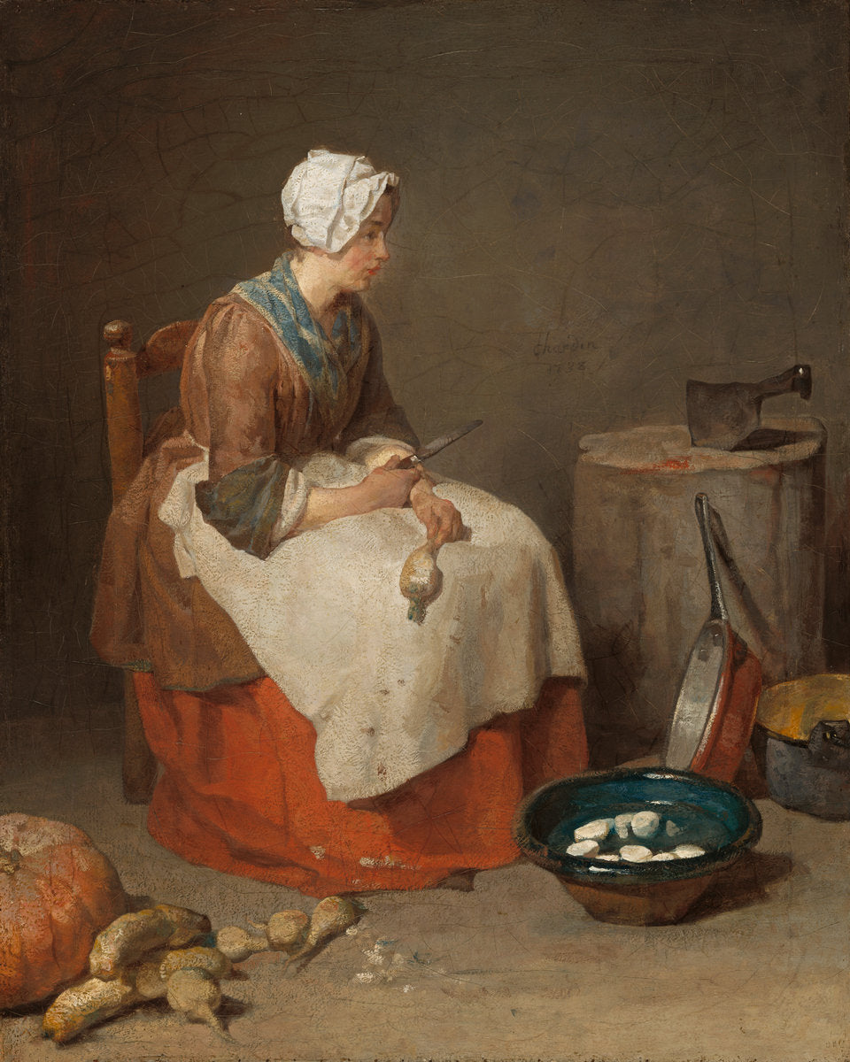 The Kitchen Maid by Jean Siméon Chardin (French, 1699 - 1779), 16X12"(A3)Poster Print