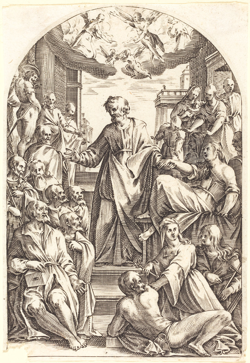 Peter Raising Tabitha by Jacques Callot (French, 1592 - 1635), 16X12"(A3)Poster Print