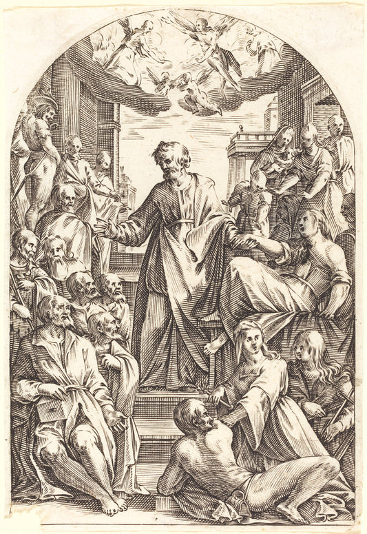 Peter Raising Tabitha by Jacques Callot (French, 1592 - 1635), 16X12"(A3)Poster Print